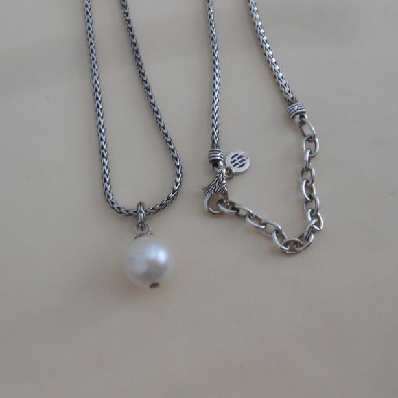 John Hardy Sterling Silver Pearl Pendant 2.5mm Necklace Adj 18" -20" - Picture 6 of 13